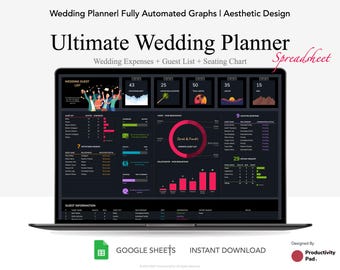 Spreadsheet digitale bruiloftplanner: gastenlijst, onkostenregistratie (Google Spreadsheets)
