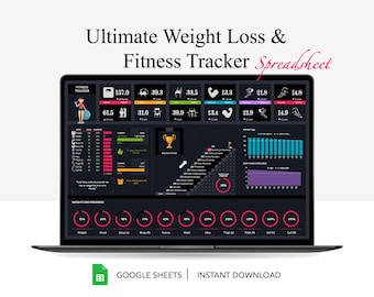 Weight Loss & Fitness Tracker: Meal Planner, Body Measurement (Google Sheets)