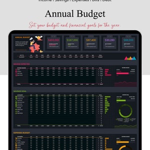 Automatiserad budgetplanerare: Månads- och årsredovisning i Google Sheets (digital nedladdning) bild 5