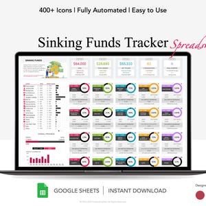 Sinking Funds Spreadsheet for Google Sheets, Savings Tracker Template, Financial Planner, Light Mode