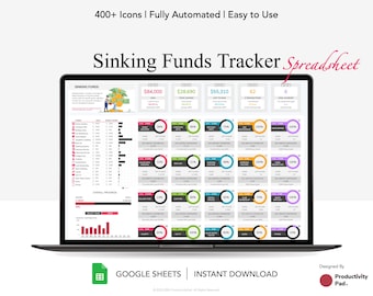 Sinking Funds-spreadsheet voor Google Spreadsheets, spaartrackersjabloon, financiële planner, verlichtingsmodus