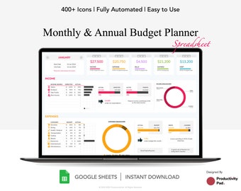 Annual Budget Planner: Google Sheets Financial Tracker (Digital Download)
