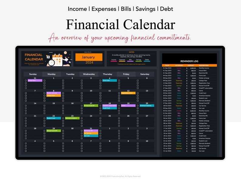 Automatiserad budgetplanerare: Månads- och årsredovisning i Google Sheets (digital nedladdning) bild 9