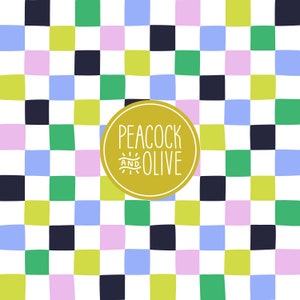 Checkerboard Digital Seamless Pattern File for Fabric | 90s Checker | Kids Summer Coordinate Print | Commercial Use | Purple & Green Multi