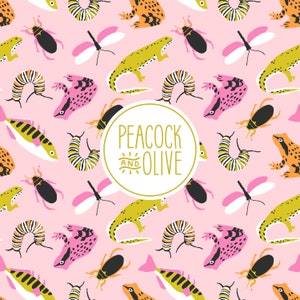 Pink & Orange Frog Seamless Pattern | File for Fabric Printing | Nature Fish Bug Insect Dragonfly | Summer Camp | Commercial Use | Girls