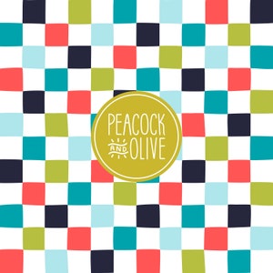 Checkerboard Digital Seamless Pattern File for Fabric | 90s Checker | Kids Summer Coordinate Print | Commercial Use | Red, Teal, Blue Multi