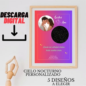 Mapa Estelar por Fecha, Mapa de Estrellas, Impresión Mapa Estelar Cartas Estelares Personalizadas Mapa de Constelaciones, Regalo Novio, Boda
