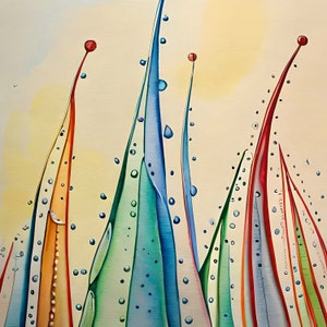 Modern Abstract Poster &#39;Las Gotas&#39;: Colorful Abstract Wall Art, Instant Download, Minimalist and Colorful Wall Decor