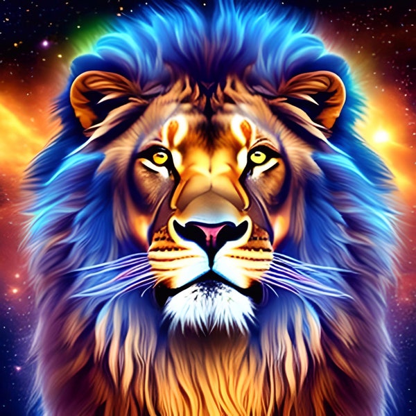 Mighty Lion: Majestic Lion Art Print, Big Cats Posters, Lion Poster, Lion Decor, Wall Art, Instant Download Lion. .