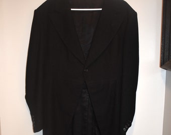 Antique Vintage 1890s Victorian Men's Suit Jacket Tail Coat Cutaway Tuxedo Wool