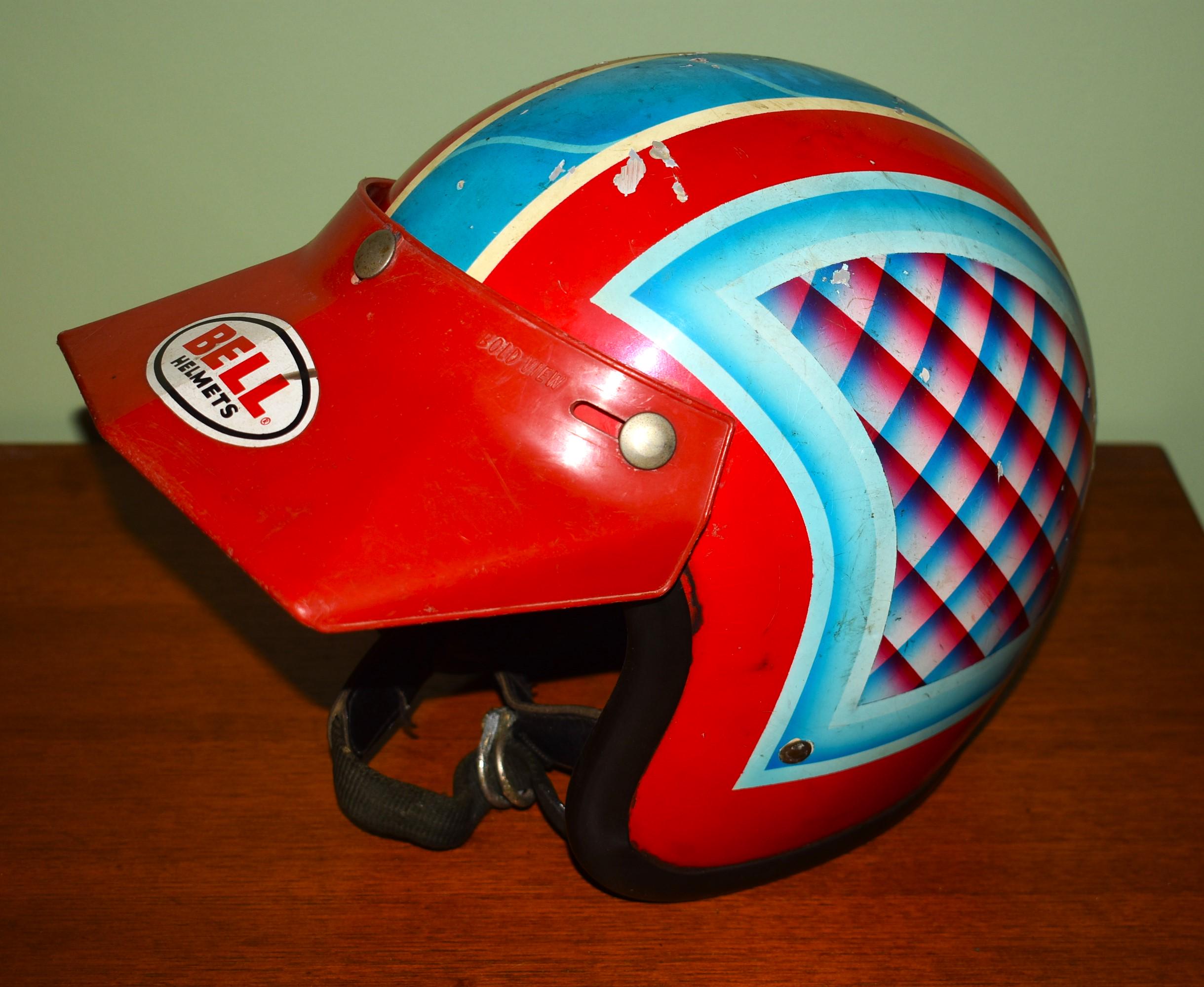 Vintage 1960s Painted Bell 500-TX Motorcycle Helmet Open Face