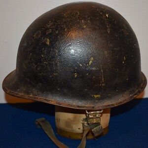 Vintage Korean War Vietnam 501st Black Painted M1C Helmet Airborne Paratrooper