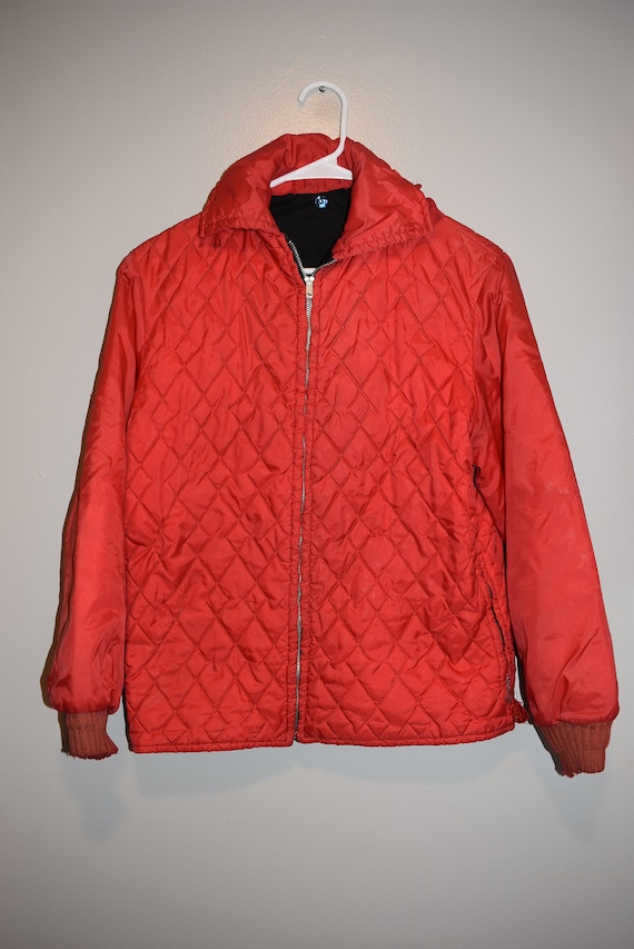 Vintage 1950s Red Quilted Racing Jacket Rockabilly