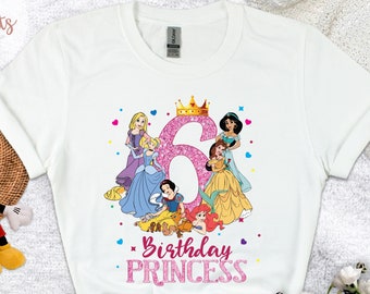 Disney Princess Shirt, Disney Birthday Princess Shirt for Girls, Matching Disney Birthday Squad Shirt, Birthday Gifts for Kids