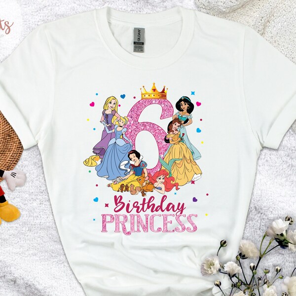 Disney Princess Shirt, Disney Birthday Princess Shirt for Girls, Matching Disney Birthday Squad Shirt, Birthday Gifts for Kids