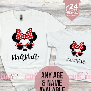 Custom Matching Mama Minnie Disney Tshirts, Matching Family Disneyland Trip Shirts 2023, Mickey Minnie Kids Shirt, Holiday Crew Shirt