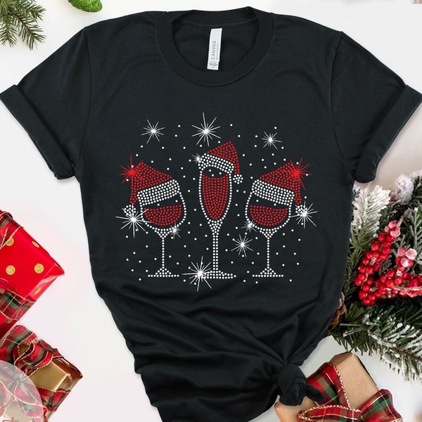 Christmas Wine Glasses Shirt, Funny Christmas Shirt for Women Men, Christmas Gift for Wine Lover