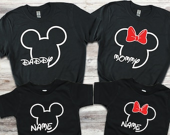 Personalised Matching family Disney tshirts, Custom Name Mickey Minnie Kids Shirt, Holiday Disney Trip shirts Women Men