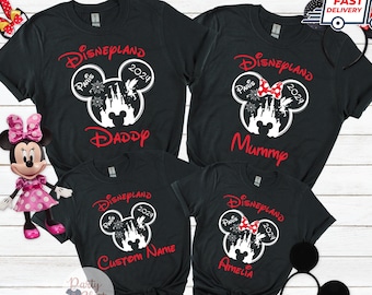 Personalised Family Disneyland T-shirt, Group Family Holiday Vacation, Custom Name Text, Mickey Minnie Adult Kids Tees All Sizes 2024