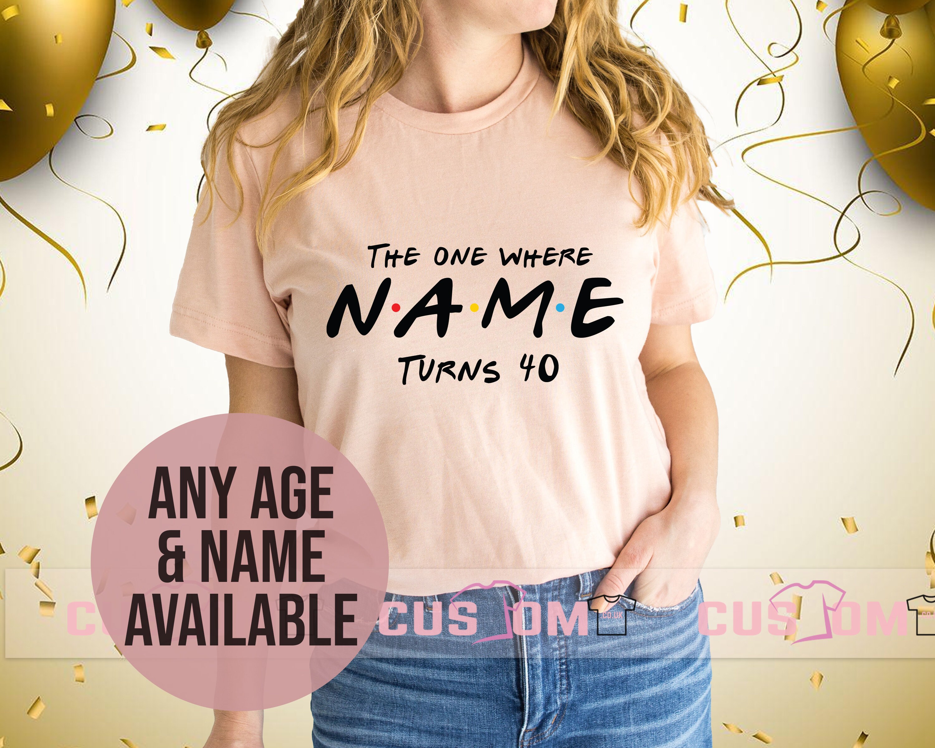 Custom Name 40th Birthday TShirt for Women