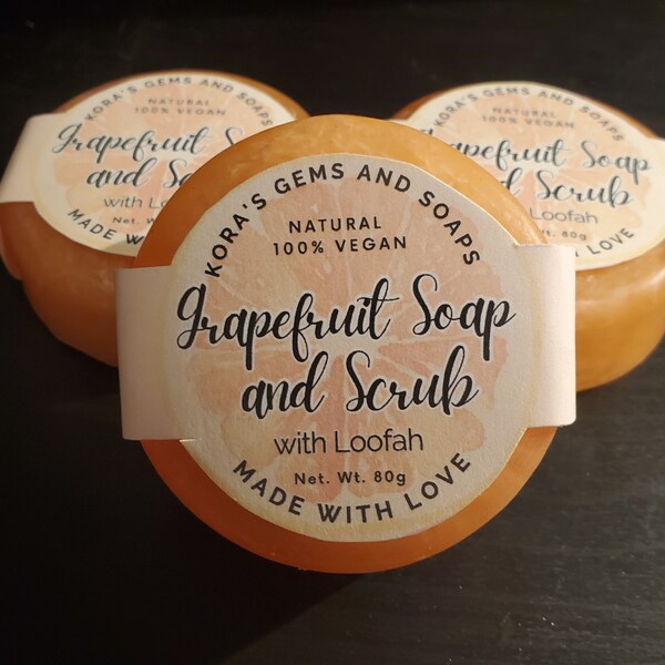 GRAPEFRUIT Soap and Loofah Scrub Handmade Natural Soap