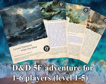Cursed Treasures 5e RPG Adventure - Ocean Piercer, Levels 1-5 (Digital Download)