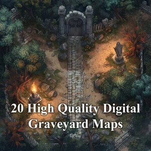 20 mapas digitais de combate de cemitério de alta qualidade (para uso em D&D ou outros RPGs)