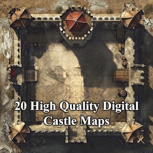 20 mapas digitais de combate de castelo de alta qualidade (para uso em D&D ou outros RPGs)