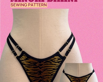 Modello bikini Minori – Schiena a delfino con doppia spalline - Modello PDF - Formato A4 US Letter - AO a strati