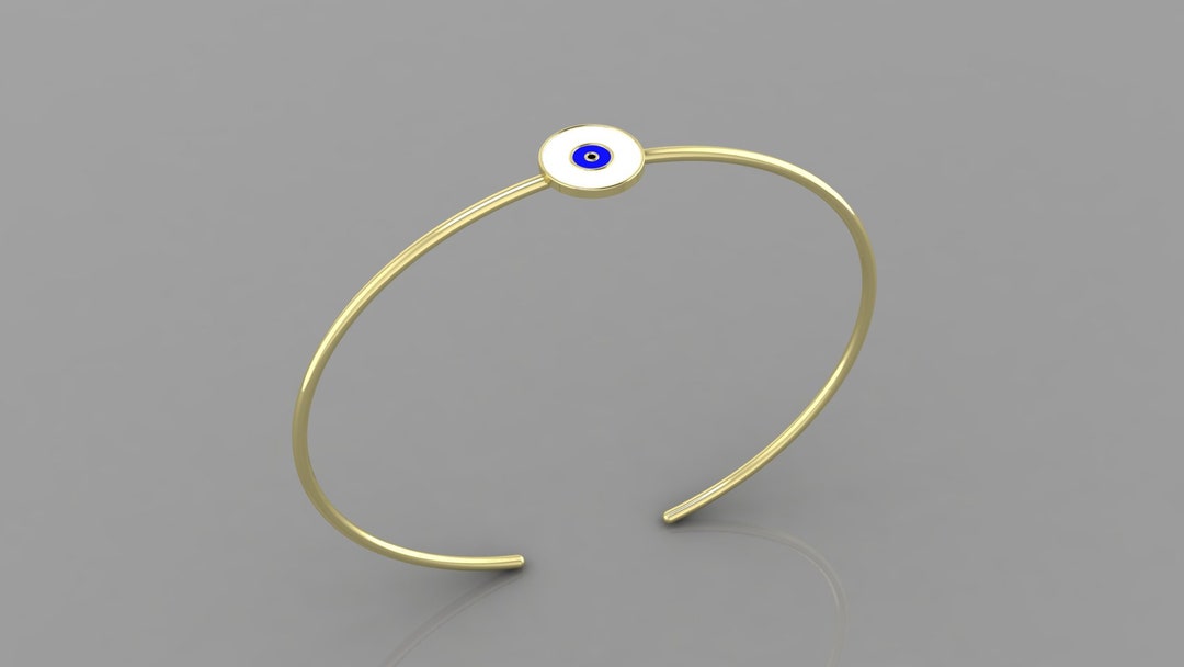 Gold Evil Eye Bracelet White Evil Eye 10k 14k 18k Solid Etsy UK