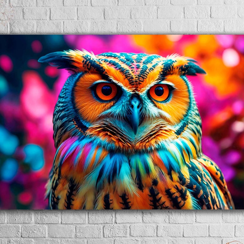 Colorful Owl Art - Etsy