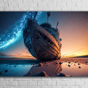 Sailing Ship at Sunset Wall Art, Tempered Glass Print Home Decoration, Housewarming Gift