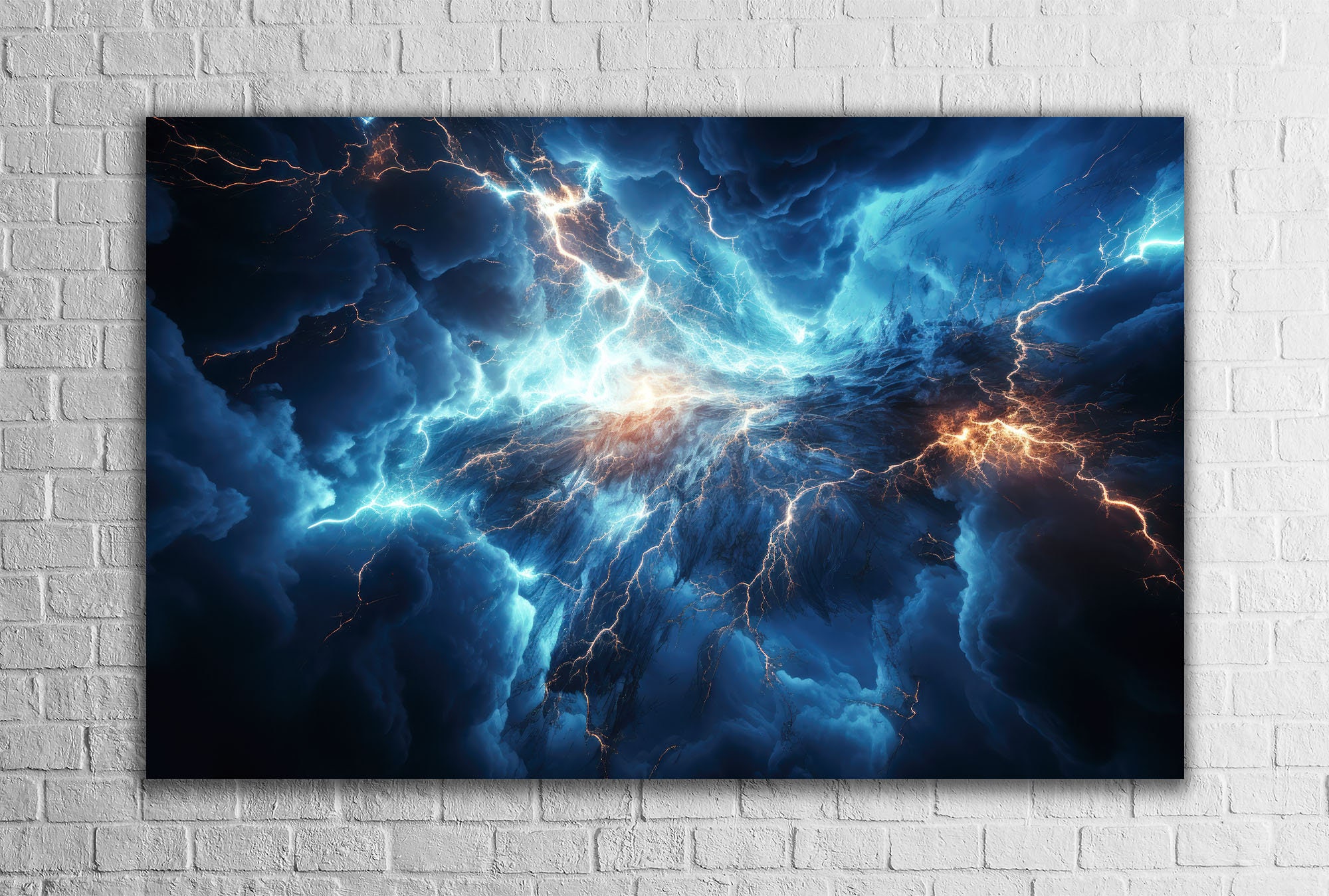 Thunder Abstract Color Thunder and Lightning Abstract Print Wall Art, Vibrant Tempered Glass ...