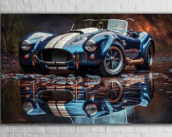 Shelby Cobra 427 Wall Art, Large, Vivid Tempered Glass Home Decoration, Classic Car Paint, Housewarming Gift