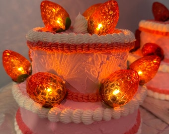 Fake Cake with Strawberry Lights