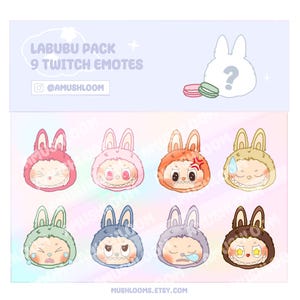 Labubu Monster Emote Pack (8 + Secret 9th Emote) | Ready to Use / Twitch, Discord, YouTube, Kick, TikTok / Instant Download