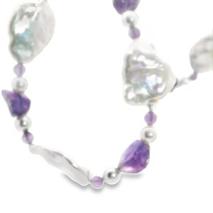 Baroque Pearl and gemstone necklace and earring set