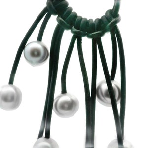 Pearl, leather, necklace & earring set