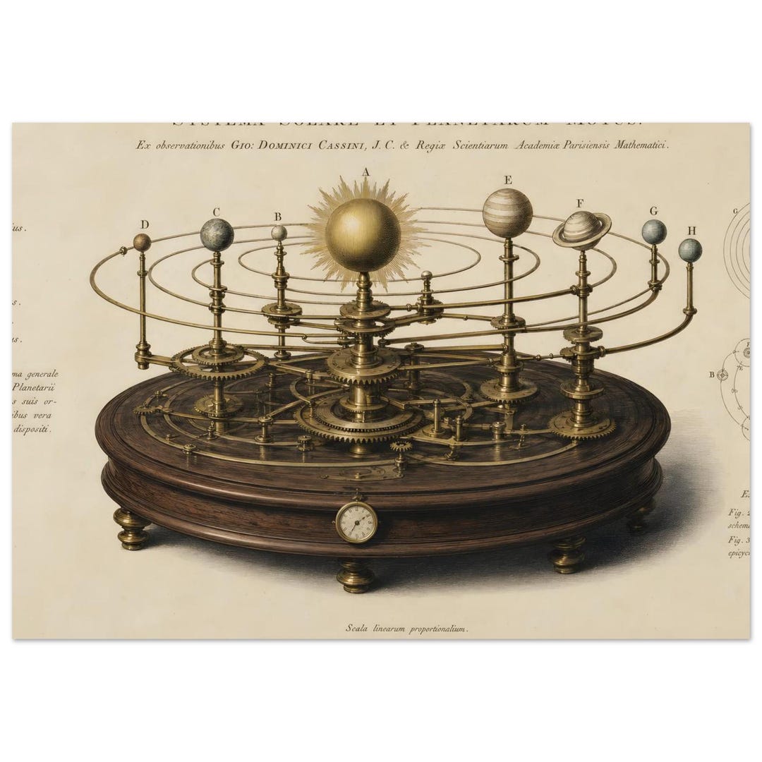Solar System Orrery Diagram Print | Antique Astronomy Wall Art - Etsy UK