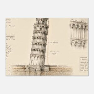 Tower of Pisa Engineering Study | Italian Architecture Print | Romanesque Wall Art
