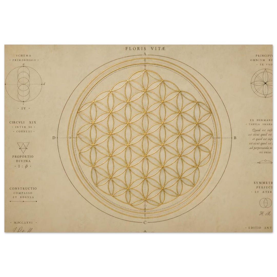 Sacred Geometry Flower of Life Print | Esoteric Wall Art - Etsy