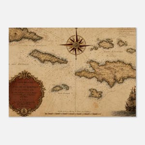 Style de carte au trésor des Caraïbes | Décoration murale maritime antique