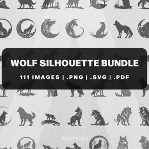 Wolf PNG, Wolf SVG and Wolf PDF, 111 Wolf Silhouette Images - Wolf Silhouette Bundle