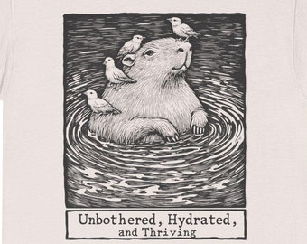 Maglietta divertente con capibara e nuoto rilassato, maglietta con animali rilassati, maglietta estetica Cottagecore Nature, maglietta grafica vintage, regalo unico per gli amanti degli animali