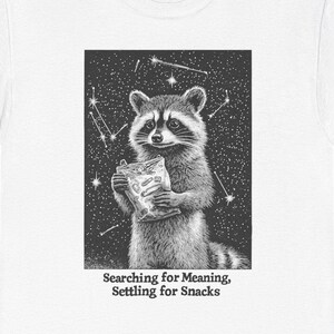 Vintage Trash Panda Raccoon Space Shirt, Funny Snack Lover Tee Celestial Animal Graphic Trendy Unisex Retro Aesthetic Shirt Gift for Foodies