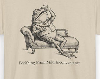 Camiseta divertida de rana victoriana, camiseta vintage con estampado de animales, camiseta con humor dramático, camiseta de sapo con salud mental