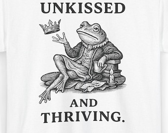 Funny Frog Prince Graphic Tee in Woodcut Vintage Aesthetic, Animal Shirt with Bookish Dark Academia Humor Shirt Gift for Book & Frog Lovers
