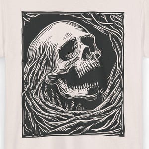 Dark Academia Schädel Shirt, Gothic Horror T-Shirt, gruseliges Skeleton Grafik T-Shirt, makaberes Goth Ästhetik Shirt, Vintage Grafik gruseliges Kunst T-Shirt