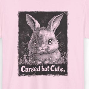 Cursed but Cute Bunny Shirt, Gothic Rabbit Tee, Dark Academia Vintage Art, Spooky Pastel Goth Cottagecore Aesthetic, Witchy Forestcore Gift