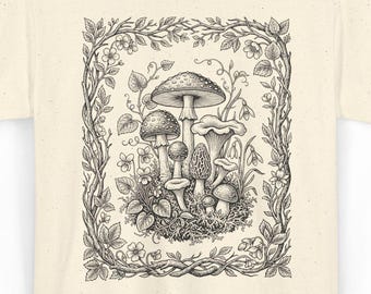 Camiseta de recolección de hongos, camiseta con ilustración de hongos vintage, camiseta cottagecore para amantes de la naturaleza